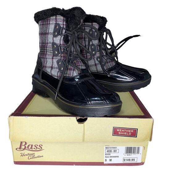 Bass Heritage Collection Winter Snowbird Boots Black Gray Purple Plaid S… - Picture 16 of 16